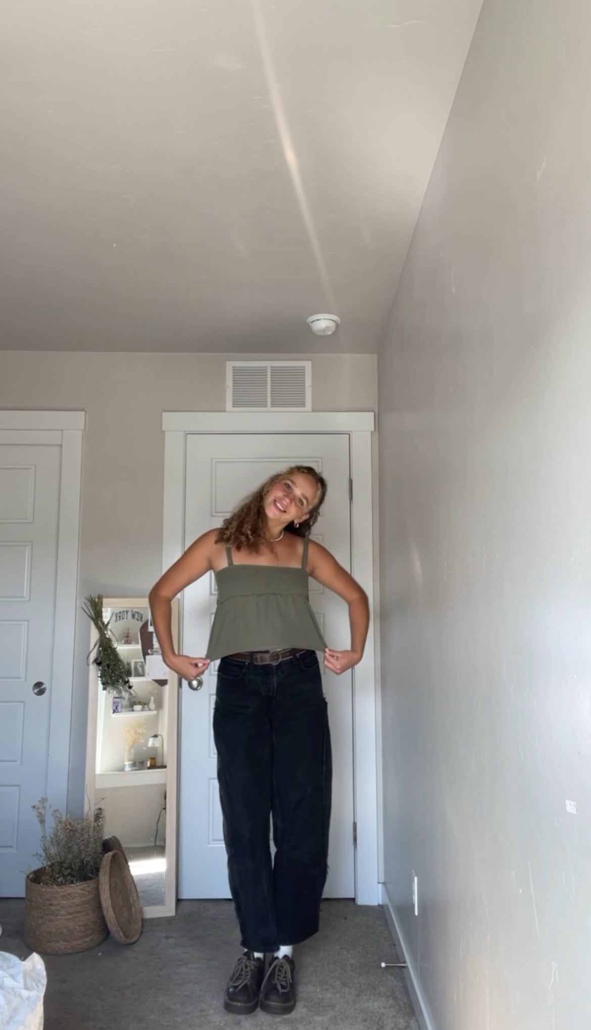 BxW green babydoll top